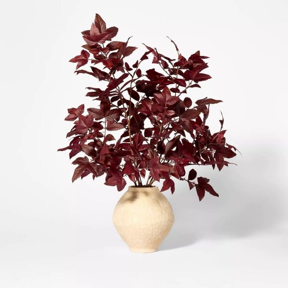 Potted Fall Leaf Arrangement in Vase Burgundy - Threshold Studio McGee - Target - Picture 1 of 5